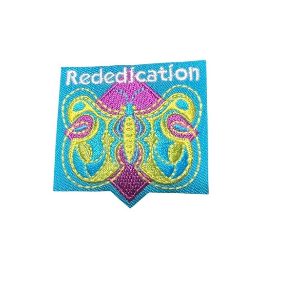 NEW Girl Scout Rededication Butterfly 2" Embroidered Patch Badge Colorful - Picture 1 of 2